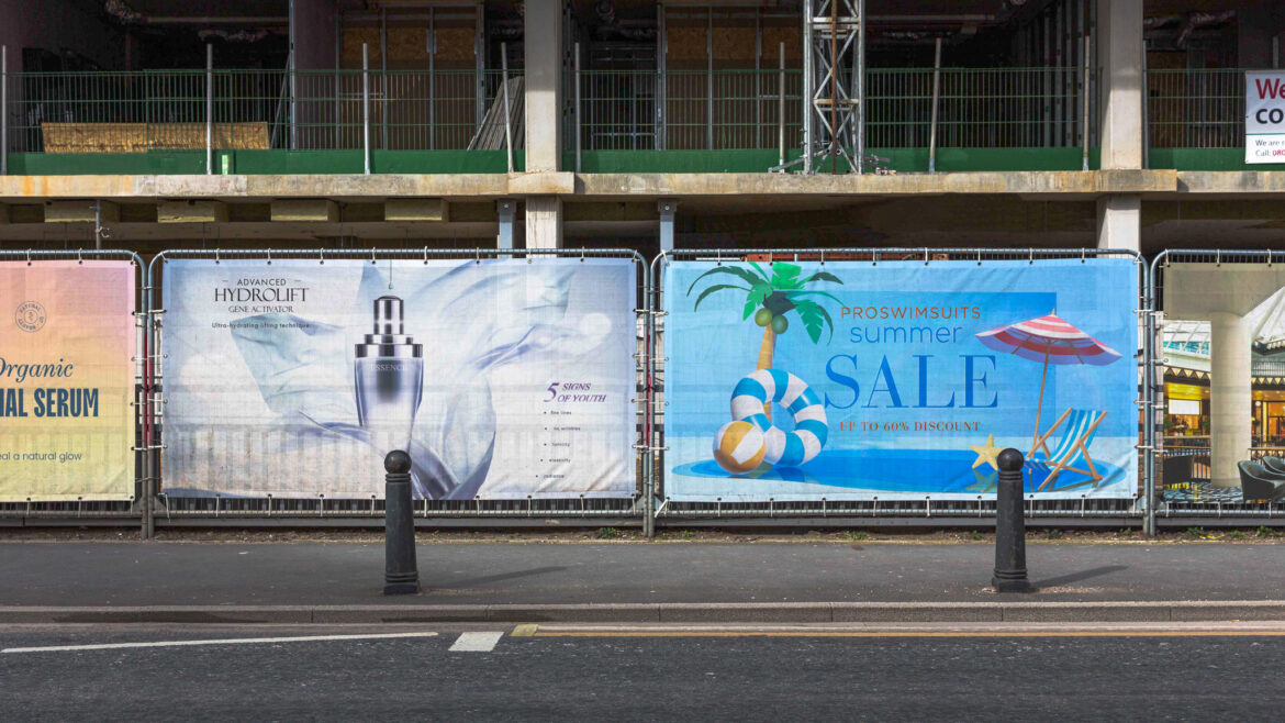 UltraMesh Supreme mesh banner material installed as an outdoor building wrap