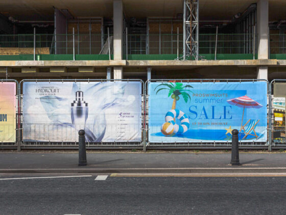 UltraMesh Supreme mesh banner material installed as an outdoor building wrap